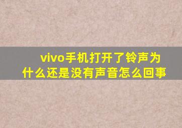 vivo手机打开了铃声为什么还是没有声音怎么回事