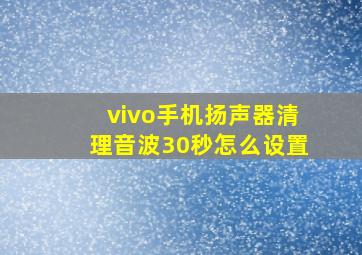 vivo手机扬声器清理音波30秒怎么设置