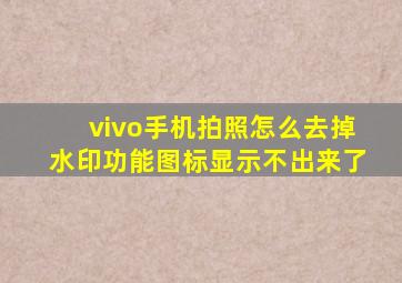 vivo手机拍照怎么去掉水印功能图标显示不出来了