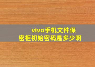 vivo手机文件保密柜初始密码是多少啊