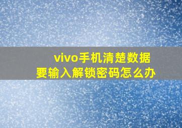 vivo手机清楚数据要输入解锁密码怎么办