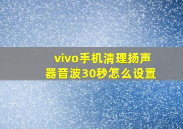 vivo手机清理扬声器音波30秒怎么设置