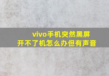 vivo手机突然黑屏开不了机怎么办但有声音