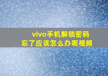 vivo手机解锁密码忘了应该怎么办呢视频