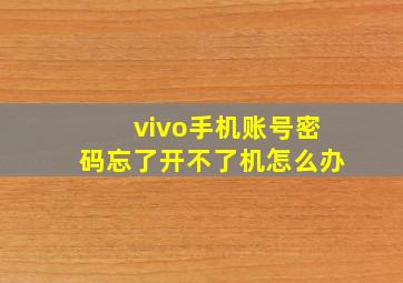 vivo手机账号密码忘了开不了机怎么办