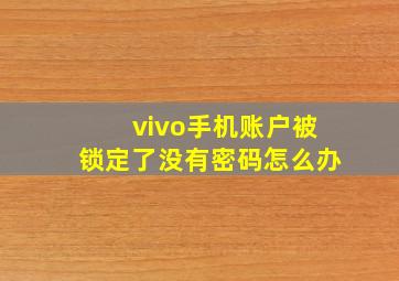 vivo手机账户被锁定了没有密码怎么办