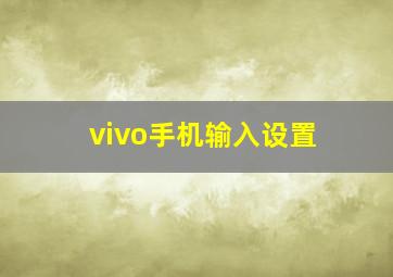 vivo手机输入设置