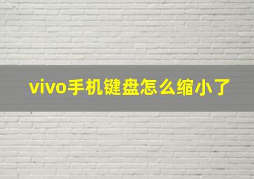 vivo手机键盘怎么缩小了