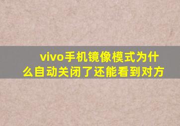 vivo手机镜像模式为什么自动关闭了还能看到对方