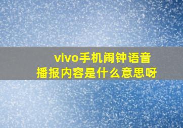 vivo手机闹钟语音播报内容是什么意思呀