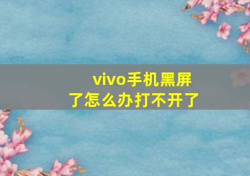 vivo手机黑屏了怎么办打不开了