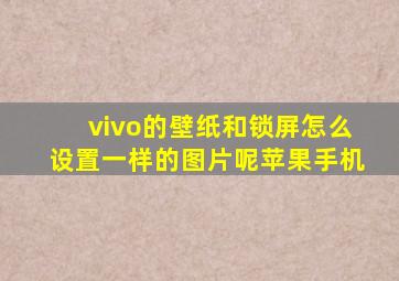 vivo的壁纸和锁屏怎么设置一样的图片呢苹果手机