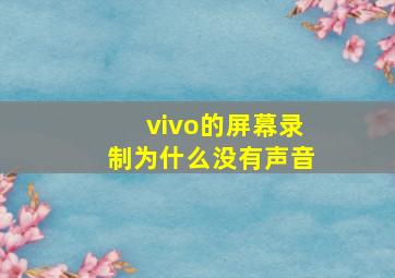 vivo的屏幕录制为什么没有声音