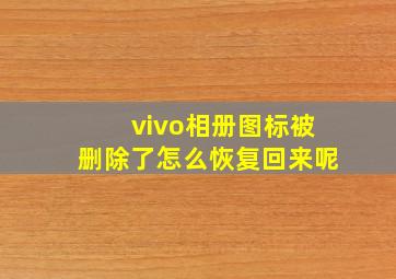 vivo相册图标被删除了怎么恢复回来呢