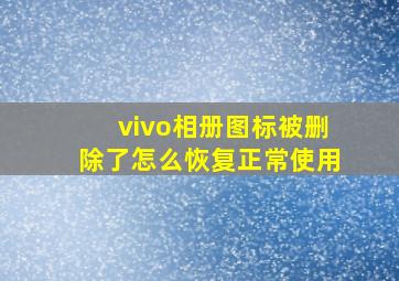 vivo相册图标被删除了怎么恢复正常使用