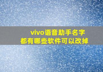 vivo语音助手名字都有哪些软件可以改掉