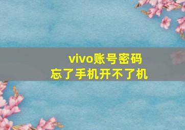 vivo账号密码忘了手机开不了机