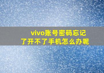 vivo账号密码忘记了开不了手机怎么办呢