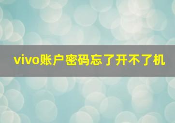 vivo账户密码忘了开不了机