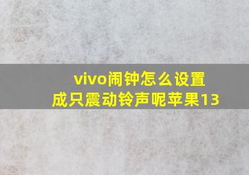 vivo闹钟怎么设置成只震动铃声呢苹果13