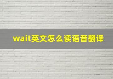 wait英文怎么读语音翻译