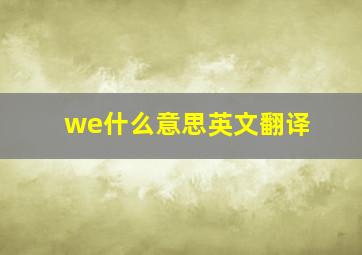 we什么意思英文翻译