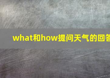 what和how提问天气的回答