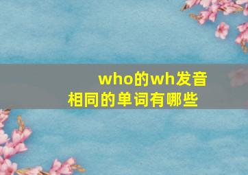 who的wh发音相同的单词有哪些