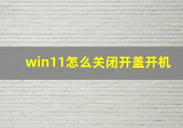 win11怎么关闭开盖开机