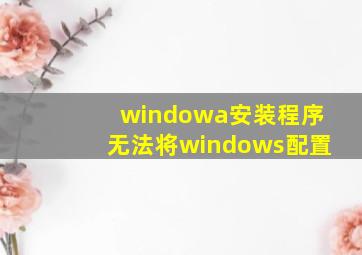 windowa安装程序无法将windows配置