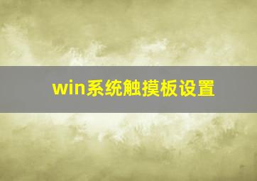 win系统触摸板设置