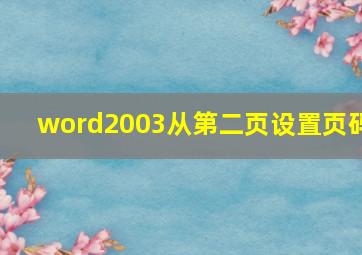 word2003从第二页设置页码