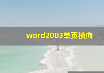 word2003单页横向