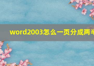 word2003怎么一页分成两半