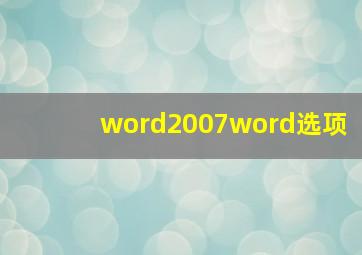 word2007word选项