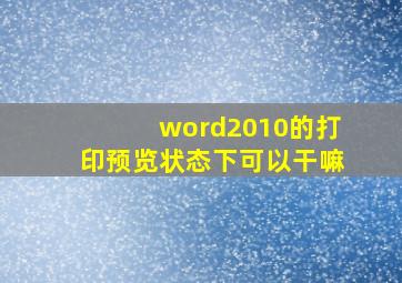 word2010的打印预览状态下可以干嘛