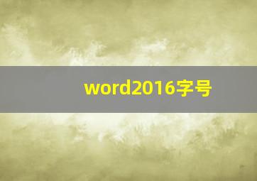 word2016字号