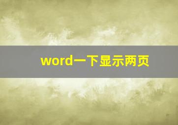 word一下显示两页