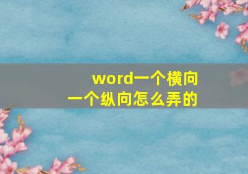 word一个横向一个纵向怎么弄的