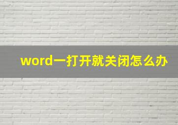 word一打开就关闭怎么办