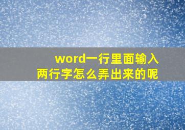 word一行里面输入两行字怎么弄出来的呢