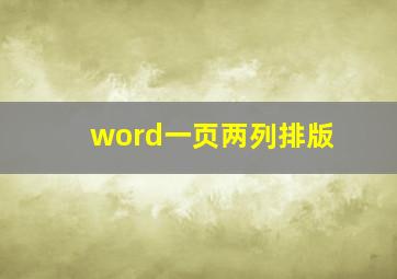 word一页两列排版