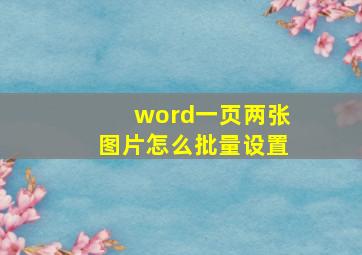 word一页两张图片怎么批量设置