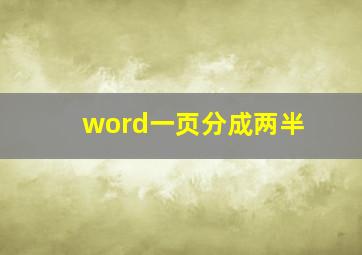 word一页分成两半