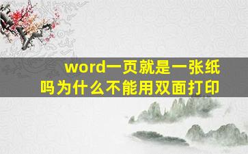 word一页就是一张纸吗为什么不能用双面打印