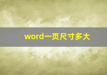 word一页尺寸多大