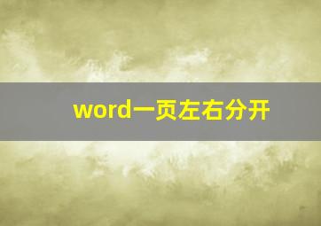 word一页左右分开