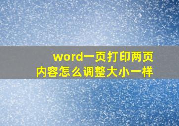 word一页打印两页内容怎么调整大小一样