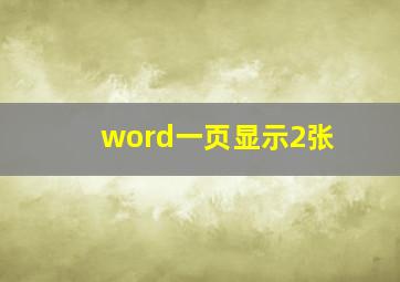 word一页显示2张