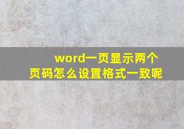 word一页显示两个页码怎么设置格式一致呢